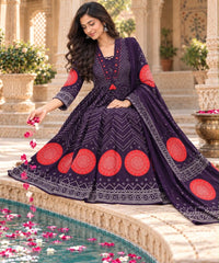 Bandhani Printed Anarkali Suit Set with Dupatta