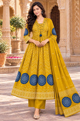 Bandhani Printed Anarkali Suit Set with Dupatta