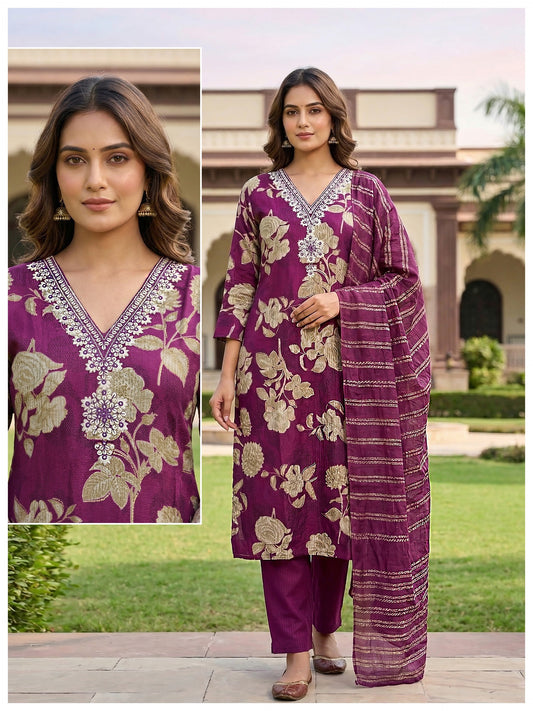 Floral Printed 3-Piece Suit Set