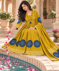 Bandhani Printed Anarkali Suit Set with Dupatta