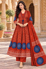 Bandhani Printed Anarkali Suit Set with Dupatta