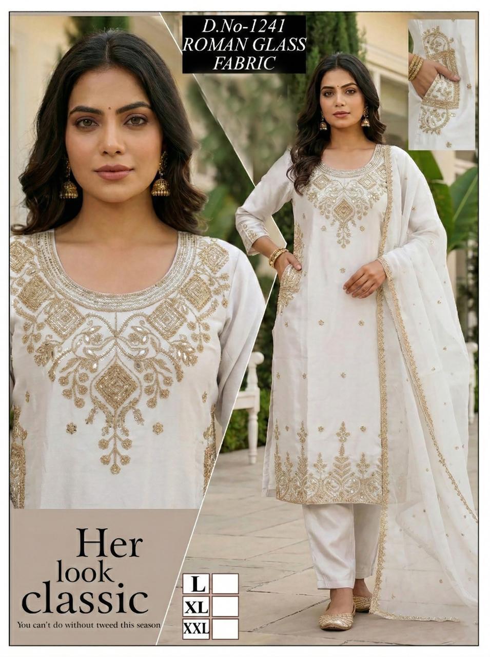 Roman Glass Fabric Embroidered Suit Set