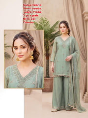 Salsa Fabric Semi-Beads Work 3-Piece Palazzo Suit Set