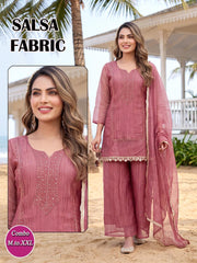 Salsa Fabric Semi-Beads Work 3-Piece Palazzo Suit Set